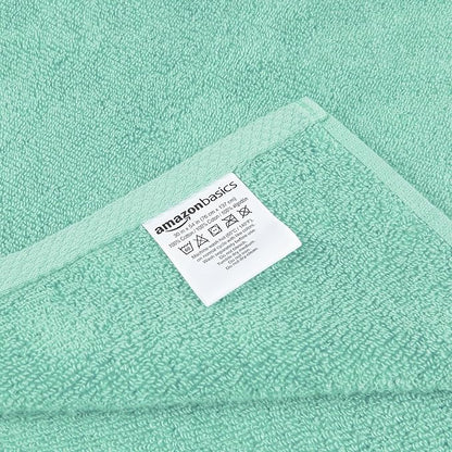 Amazon Basics Quick-Dry Lightweight Moisture Absorbing Bath Towel,100% Cotton,54" x 30",Seafoam Green,2 Count (Pack of 12)