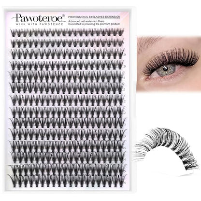 Lash Clusters Natural 30D Cluster Eyelash Extensions 8-15mm Individual Lashes Cluster Wispy 280pcs Eyelash Clusters Lash Extension for Self Application (30D, 0.07D, 8-15mm)