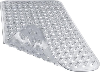 Yimobra Bathtub Mat Non Slip, Shower Mat with Strong Suction Cups & Drain Holes, 28"X16", Anti Slip Bath Tub Mat for Inside Shower, Machine Washable Fast Drying, Bathroom Essentials, Clear Gray