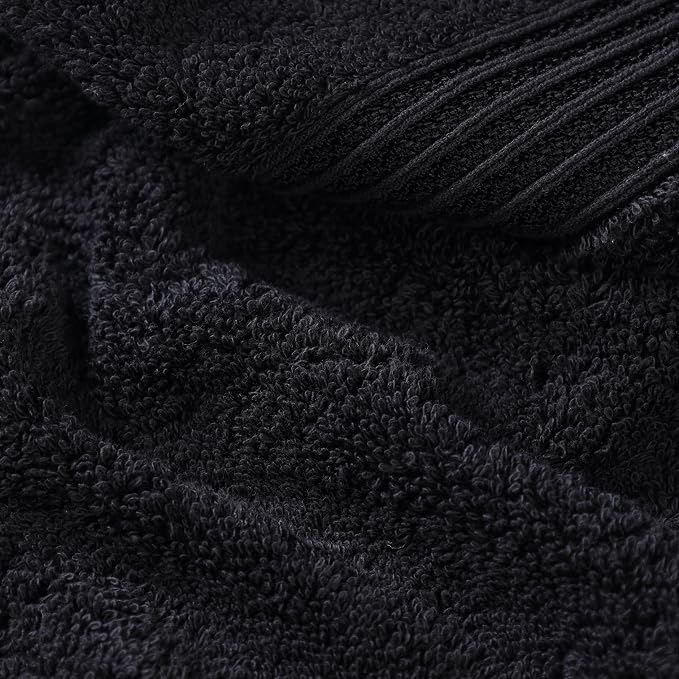 Superior Egyptian Cotton 12-Piece Towel Set, Assorted Towels for Home Bathroom, Guest Bath Decor Essentials, Includes 4 Bath, 4 Hand, 4 Face Towels/Washcloths, Quick Dry, Absorbent - Black