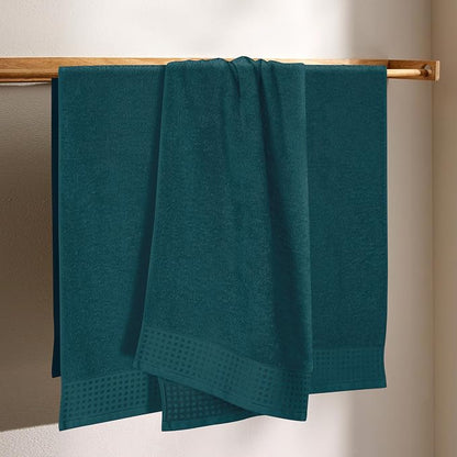GLAMBURG Ultra Soft 4 Pack Oversized Bath Towel Set 27x54 inches, 100% Cotton Bath Towels, Highly Absorbant Compact Quickdry & Lightweight Towel, Ideal for Gym Travel Camp Pool - Teal