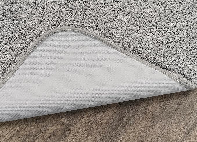 Garland Rug Jazz Nylon Washable 4 Piece Set (Lid, Contour,2 Mats) Platinum Gray Bath Rugs Soft, Absorbent, and Stylish for Your Bathroom