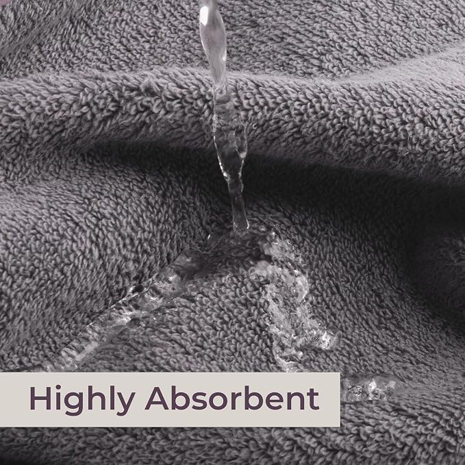 Lavish Home 8PC Bathroom Towels Set - 575GSM 100% Cotton Bathroom Essentials with 2 Bath Towels, 2 Hand Cloths, 2 Wash Cloths, and 2 Fingertip Fabric for Shower, Gym, Dorm and Spa (Silver)