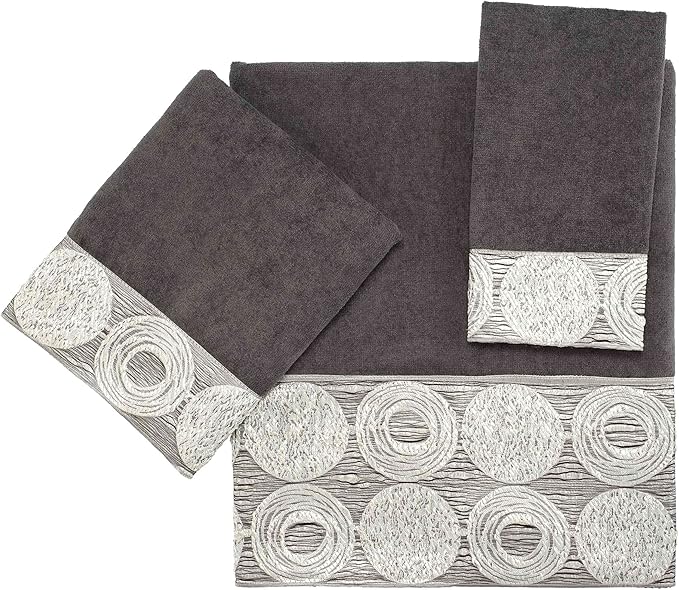 Avanti Linens - 3pc Towel Set, Soft & Absorbent Cotton Towels (Galaxy Collection, Granite)
