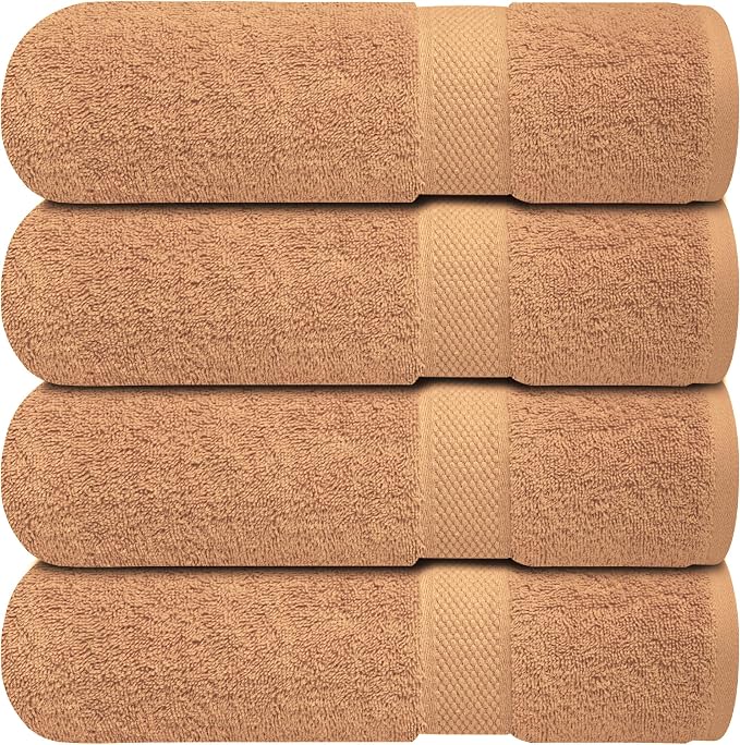 Infinitee Xclusives 100% Ring-Spun Cotton Bath Towels for Bathroom - Pack 4 | Luxury Super Soft, Absorbent & Quick-Drying |27x54 inches| Large Bathroom Towels Set |600 GSM| Gym, Shower, Spa & Hotel Use