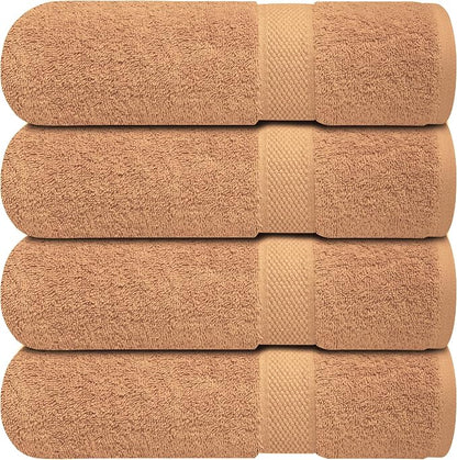 Infinitee Xclusives 100% Ring-Spun Cotton Bath Towels for Bathroom - Pack 4 | Luxury Super Soft, Absorbent & Quick-Drying |27x54 inches| Large Bathroom Towels Set |600 GSM| Gym, Shower, Spa & Hotel Use