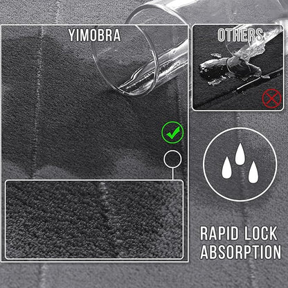 Yimobra Long Bath Mat 44"x24", Super Soft Quick Dry Memory Foam Bathroom Rug, Water Absorbent, Non Slip Backing Machine Washable for Tub Shower, Thick Comfort Support, Dark Gray
