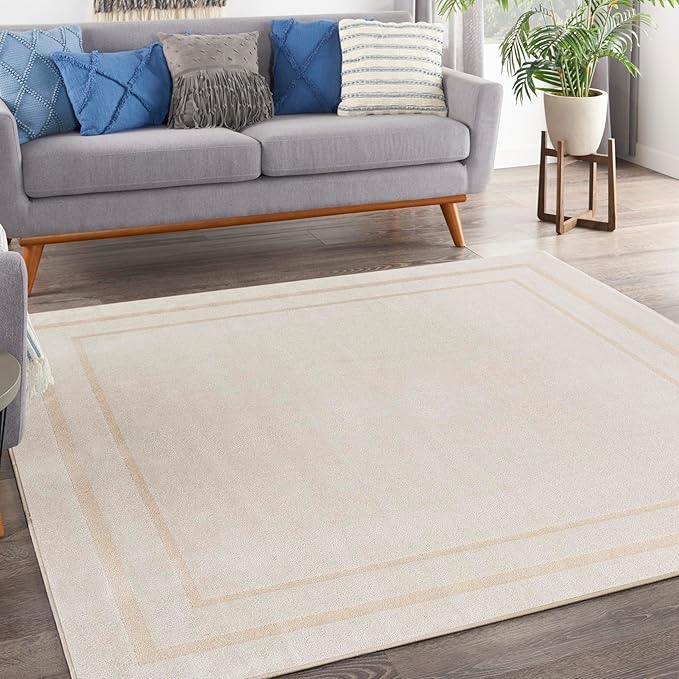 Nourison Home Nourison Essentials Ivory Gold 9' x Square Area Rug - Easy Clean, Non Shedding, Bed Room, Living Room, Dining Room, Kitchen (9' x Square)