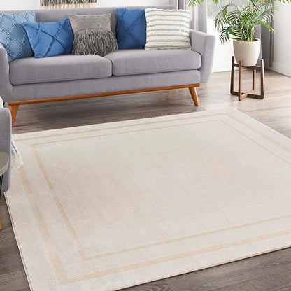 Nourison Home Nourison Essentials Ivory Gold 9' x Square Area Rug - Easy Clean, Non Shedding, Bed Room, Living Room, Dining Room, Kitchen (9' x Square)