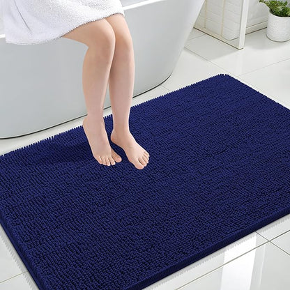 OLANLY Large Bathroom Rugs 47x32, Extra Soft Absorbent Chenille Bath Rugs | Navy, Quick-Drying Rubber Backing, Machine Washable Bath Mat for Bathroom Floor, Tub and Shower, Home Decor Accessories