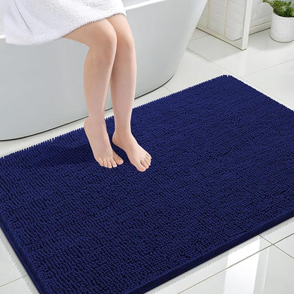 OLANLY Large Bathroom Rugs 44x32, Extra Soft Absorbent Chenille Bath Rugs | Navy, Quick-Drying Rubber Backing, Machine Washable Bath Mat for Bathroom Floor, Tub and Shower, Home Decor Accessories