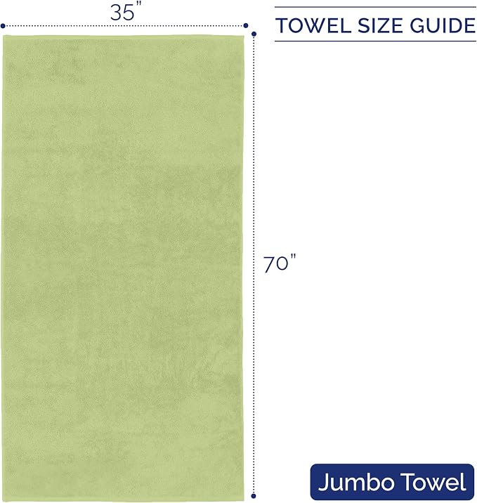 Elegant Comfort Premium Turkish Cotton 1 Piece Jumbo Bath Towel - 35 x 70 inch, Luxurious Hotel Spa Quality 100% Turkish Cotton Large Bath Towel - Highly Absorbent - Soft Bathroom Towel, Sage