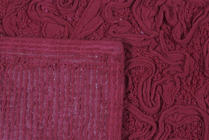 Home Weavers Bell Flower Toilet Tank Lid Cover – 10"x22", 100% Cotton, Tufted, Soft & Absorbent, Non-Slip, Machine Washable Bathroom Décor, Red