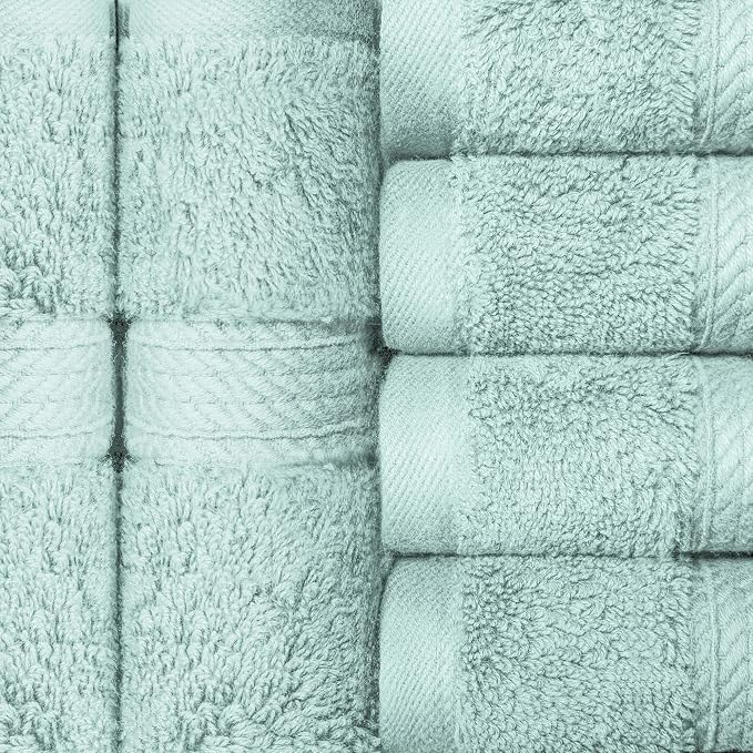 Superior Egyptian Cotton Plush & Absorbent, Face Towel Set of 6, Sea Foam | Quick Dry, Soft Luxury Towel Set, Bath Essentials for Bathroom, Guest Bath, Spa, 2 Piece Face, Madeline Towels