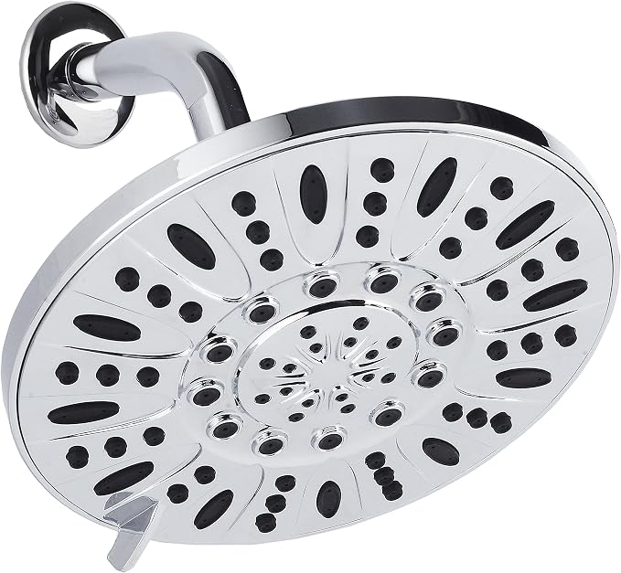 AquaDance High Pressure 6-Setting, 7" Rainfall Shower Head – Tested to Meet US Quality Standards, Angle-Adjustable, with Tool-Free Installation – Chrome Finish | Angle Adjustable with Extra-wide Flow Coverage & High Precision Anti-clog Nozzles. Tool-Fr...