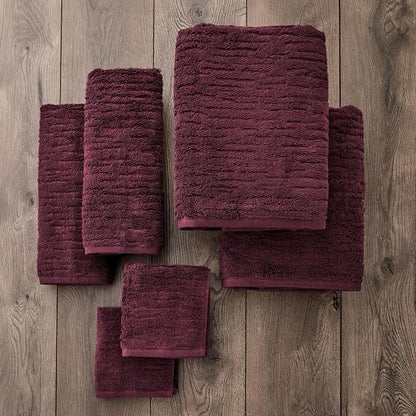 SKL Home CloudSoft Bath Towel Set, 6-Piece, 100% Cotton Luxury, Bordeaux | 2 Bath towels, 2 hand towels, 2 washcloths. Premium spa-level quality. 600/520 GSM weight. Ultra plush & absorbent.