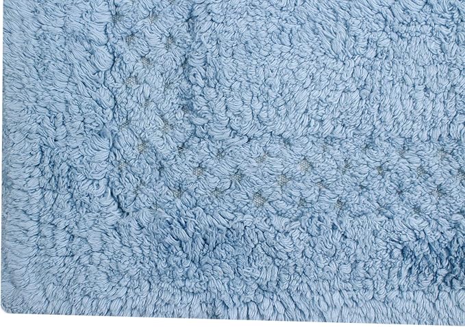 Home Weavers Classy Bathmat 100% Cotton Bathroom Rugs Set, Bathroom Décor, Washable Rug, Extra Soft and Absorbent Bath Rug, Kitchen Mat, Bath Mat Set, Bath Floor Mat Non Slip, 20"x20" Contour, Blue