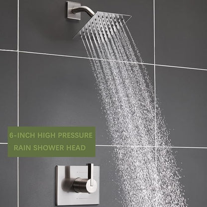 Tub Shower Faucet Set with 6 Inch Brushed Nickel Shower Head & Tub Faucet | Bathtub Shower System,shower faucet set,shower set, Tub Faucet Set,shower faucet,Brushed Nickel Shower Faucet Set
