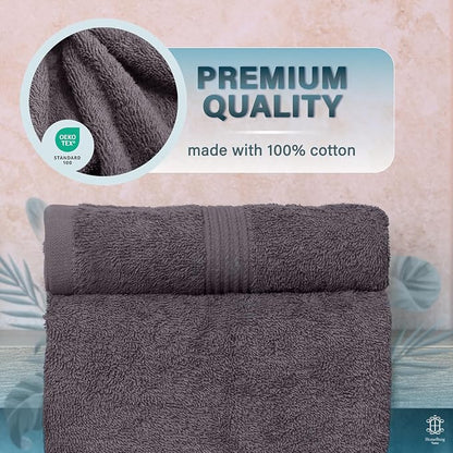 Luxe 2-Piece Bath Towel Set – Large Soft Cotton Towels, Absorbent, Durable & Skin-Friendly, Machine Washable, 27 x 54 in (Dark Grey)
