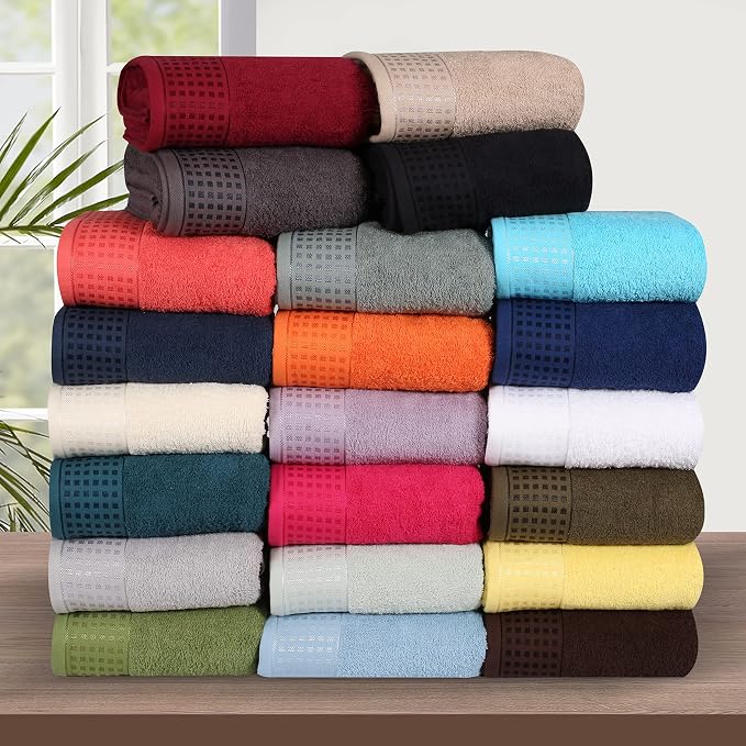 GLAMBURG 100% Cotton Ultra Soft 6 Pack Towel Set, Contains 2 Bath Towels 28x55 Inches, 2 Hand Towels 16x24 Inches & 2 Wash Coths 12x12 Inches, Compact Absorbent Lightweight & Quickdry - Orange