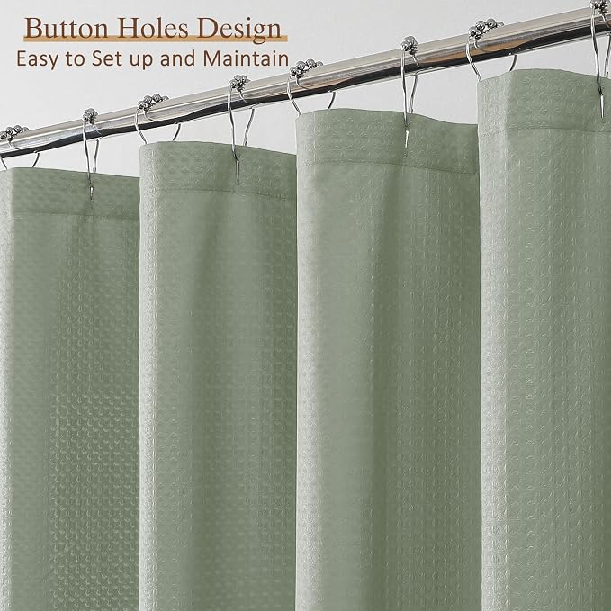 Sage Green Stall Shower Curtain 36 x 72 Inch, Textured Soft Fabric Waffle Narrow Size Modern Shower Small Curtain for Bathroom Hotel, Machine Washable, Water Resistant, 36Wx72L Inches