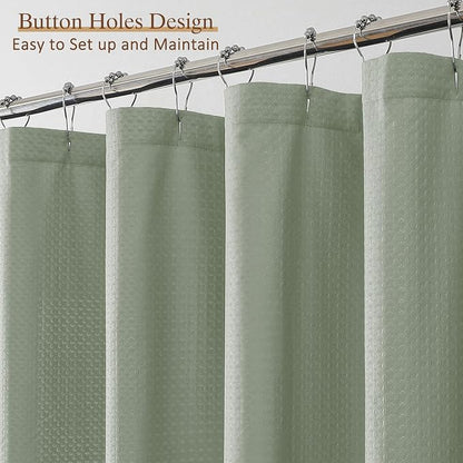 Sage Green Fabric Shower Curtain 78 Inch Length 1 Piece, Embossed Textured Waffle Cloth Shower Curtains for Bathroom Modern Hotel Spa, Water Resistant Machine Washable, 72Wx78L Inches