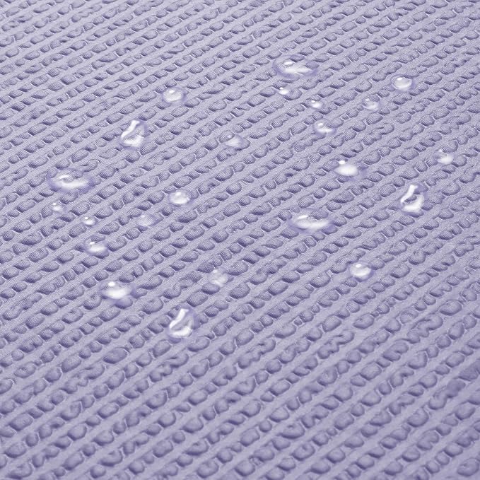 Lavender Shower Curtain, Embossed Textured Fabric Bath Curtain for Bathroom - Soft Cloth Hotel Spa Luxury, Water Repellent, Machine Washable Long Shower Cloth Curtain, 72Wx78L Inches