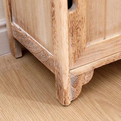 Fully Assembled 30in Height Nightstand, Pre- Assembled Bathroom Floor Cabinet with Shelf and Storage Drawer, Tall End Table No Assembly Chest for Living Room Bedroom-Distressed White