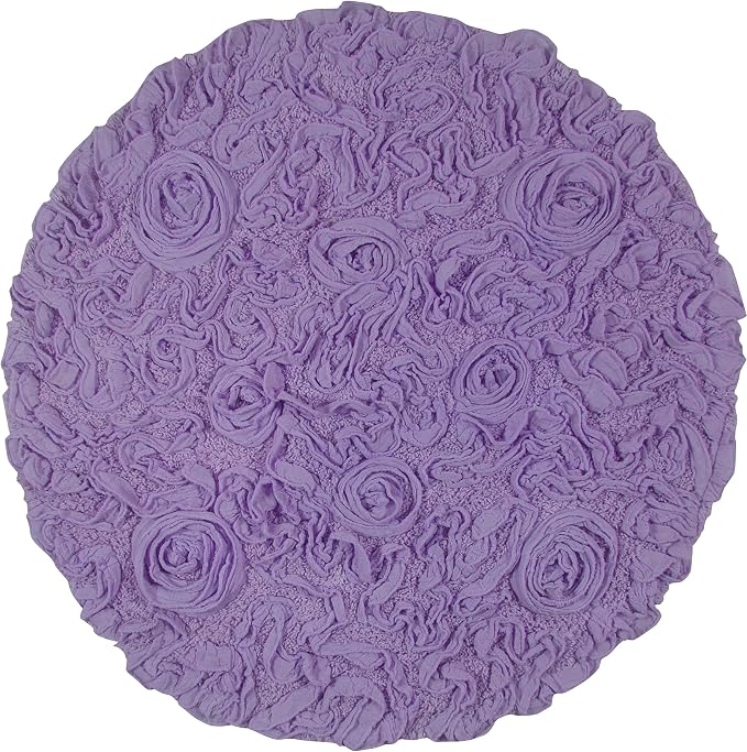 Home Weavers Bell Flower Collection 100% Cotton Tufted Bath Rugs, Extra Soft and Absorbent Bath Rugs, Non-Slip Bath Mats, Machine Washable, Bath Mats for Bathroom Floor and Tub, 30" Round, Purple