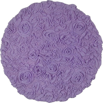 Home Weavers Bell Flower Collection 100% Cotton Tufted Bath Rugs, Extra Soft and Absorbent Bath Rugs, Non-Slip Bath Mats, Machine Washable, Bath Mats for Bathroom Floor and Tub, 30" Round, Purple