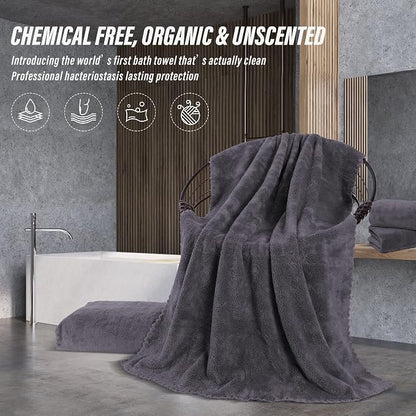 MOONQUEEN 6 Pack Premium Bath Towel Set - Quick Drying - Microfiber Coral Velvet Highly Absorbent Towels - Multipurpose Use as Bath Fitness, Bathroom, Shower, Sports, Yoga Towel (Dark Grey)