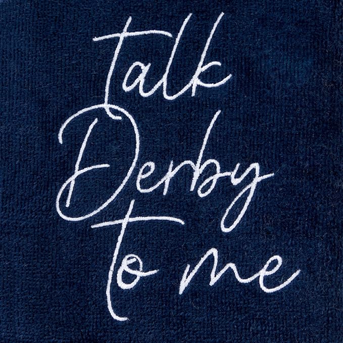 SKL Home Talk Derby 100% Cotton Embroidered 2pc Hand Towel Set, Decorative for Bath/Kitchen/Bar & Gift, Navy
