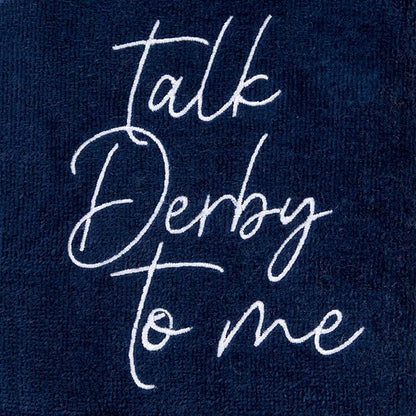 SKL Home Talk Derby 100% Cotton Embroidered 2pc Hand Towel Set, Decorative for Bath/Kitchen/Bar & Gift, Navy