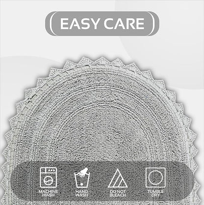 Better Trends 2 PC Bathroom Rug Set Lilly Crochet Border Oval 17x2420x32 100% Cotton Soft Absorbent Washable Reversible Bath Mat for Bathroom Floor Decor Bedroom Kitchen Gray