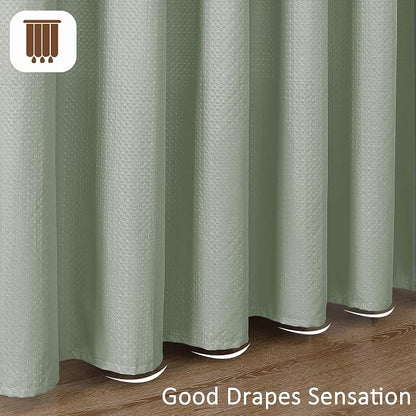 Sage Green Stall Shower Curtain 36 x 72 Inch, Textured Soft Fabric Waffle Narrow Size Modern Shower Small Curtain for Bathroom Hotel, Machine Washable, Water Resistant, 36Wx72L Inches
