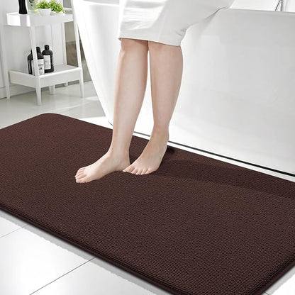OLANLY Memory Foam Bathroom Runner Rugs 59x24, Absorbent Long Mat, Brown | Soft Quick Dry Bath Rugs, Non-Slip Carpet, Machine Washable Mat for Bathroom Floor, Tub and Shower, Home Decor Accessories