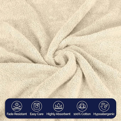Elegant Comfort Premium Turkish Cotton 4 Pack Hand Towel Set - 16 x 28 inch, Luxurious Hotel Spa Quality 100% Turkish Cotton 4PC Hand Towel Set - Highly Absorbent - Soft Bathroom Towels, Ivory