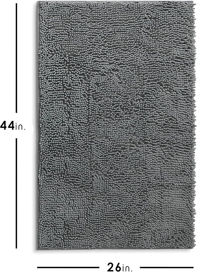 Hearth & Harbor Bathroom Rugs, Chenille Bath Mat - Machine Washable Bath Mats for Bathroom Non-Slip Backing Rubber, Quick Dry Bathroom Mat