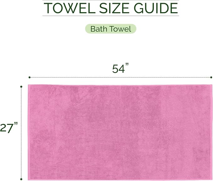 Elegant Comfort 100% Turkish Cotton Corduroy Ribbed Luxury Soft 2 Pack Bath Towels 27 x 54 Inch - Ultra Plush, Absorbent, Quick Dry, Hotel Spa Quality Towels for Bathroom Essentials, Light Pink