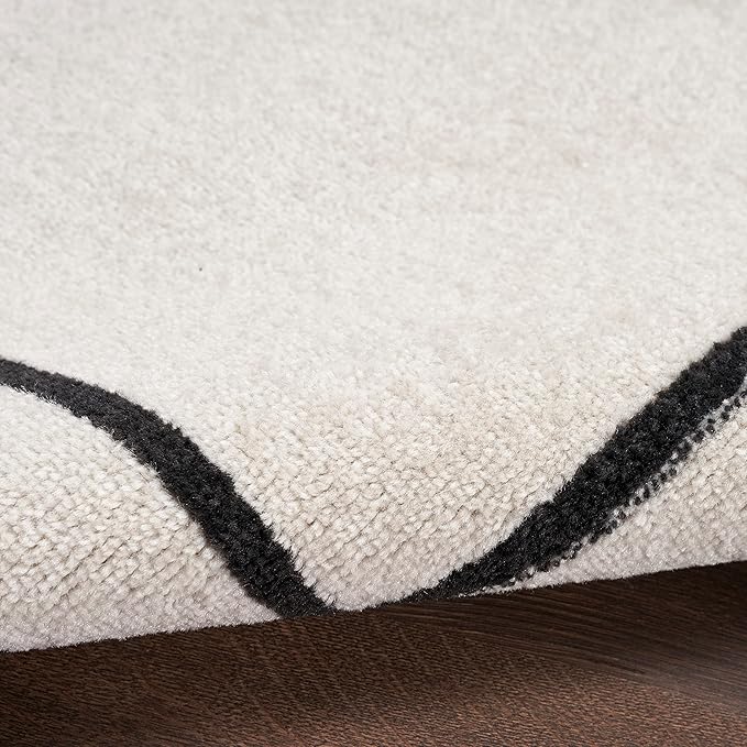 Nourison Home Nourison Essentials Ivory/Black 2' x 6' Area Rug - Easy Clean, Non Shedding, Bed Room, Living Room, Dining Room, Kitchen (6' Runner)