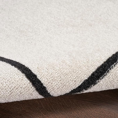 Nourison Home Nourison Essentials Ivory/Black 2' x 6' Area Rug - Easy Clean, Non Shedding, Bed Room, Living Room, Dining Room, Kitchen (6' Runner)