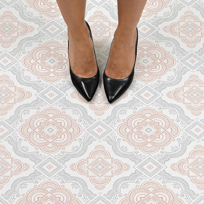 FloorPops FP3566 Cecilia Peel Stick Floor Tiles, White & Off-White (Pack of 2)