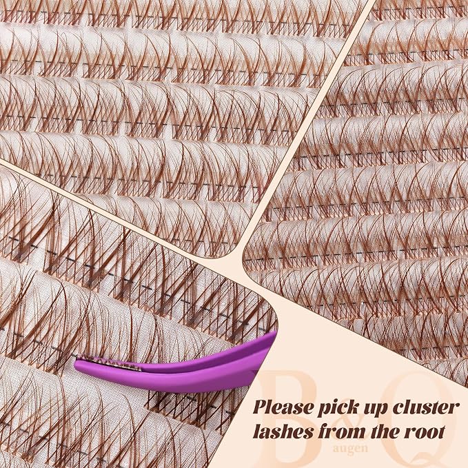 B&Q Brown Lash Clusters Kit Natural Mochalash Clusters 01, Brown Eyelash Clusters Kit C-Curl Cluster Eyelash Extensions 8-16mm Wispy Lash Eyelashes Kit for Fair/Dark Hair(Mochalash 01 Set)