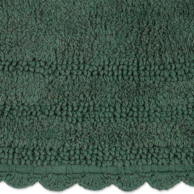 DII Crochet Collection Reversible Bath Mat, Large Oval, 21x34, Dark Green