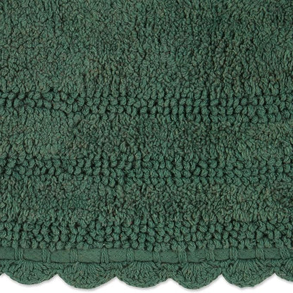 DII Crochet Collection Reversible Bath Mat, Large Oval, 21x34, Dark Green