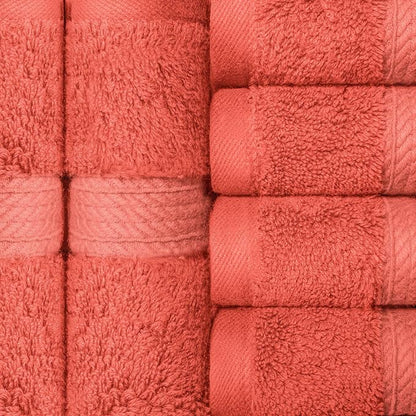 SUPERIOR Egyptian Cotton Plush & Absorbent, Face Towel Set of 6, Coral | Quick Dry, Soft Luxury Towel Set, Bath Essentials for Bathroom, Guest Bath, Spa, 2 Piece Face, Madeline Towels