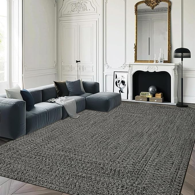 Printed Washable Rugs 4x6 Rug for Living Room Modern Area Rug for Bedroom Blue Geometric Non Slip Entryway Rug Soft Throw Rugs Stain Resistant Carpet for Nursery Dining Room 4'x6' Grey/Brown