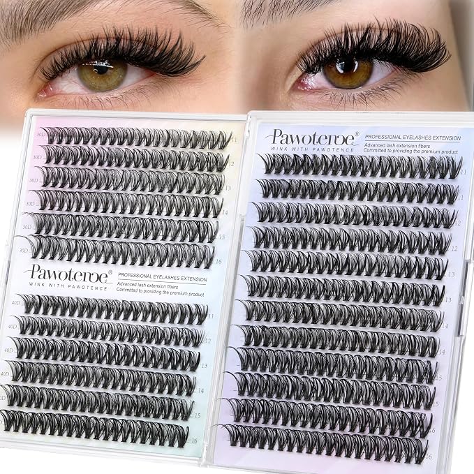 Lash Clusters 480pcs Individual Lashes 30D 40D Cluster Eyelash Extensions Eyelash Clusters Lash Extensions for Self Application (30D&40D, 0.07D, 11-16mm Valuable Pack)