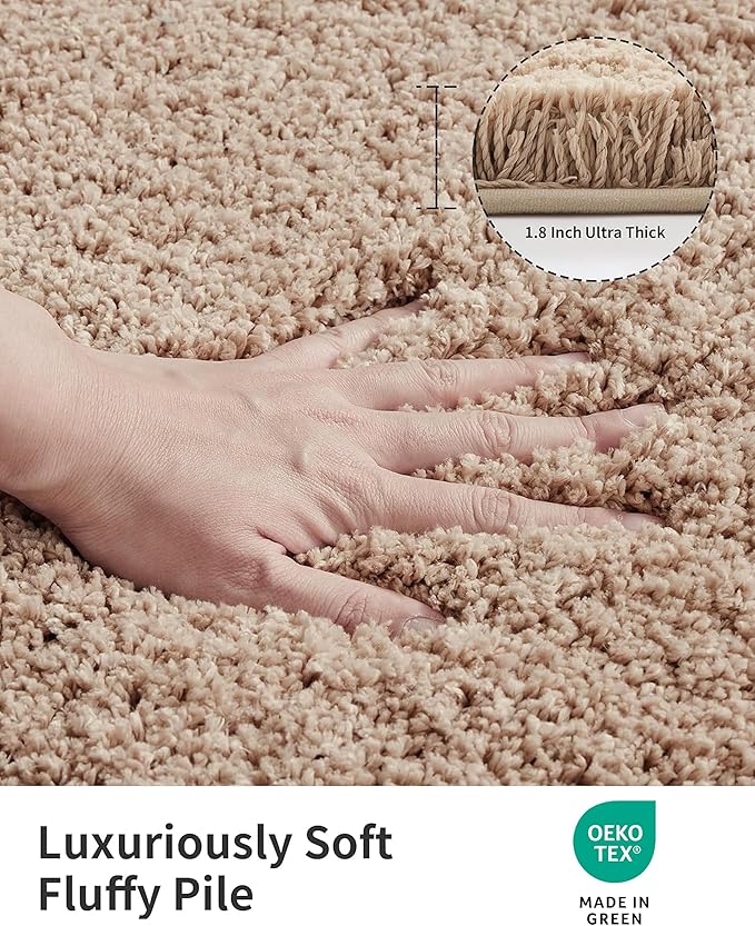 ILANGO Beige Bathroom Rugs 70" × 24" Non Slip & Super Absorbent Extra Thick Soft, Washable Bath Carpet Runner for Floor, Microfiber Plush Shaggy Bath Mats with Rubber for Bedroom Bathtub Shower Room