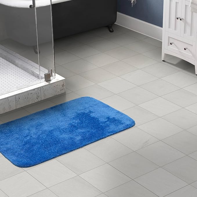 Garland Rug Traditional Nylon Washable Electric Blue 30" X 50" Bath Rug - Soft, Absorbent, and Stylish for Your Bathroom